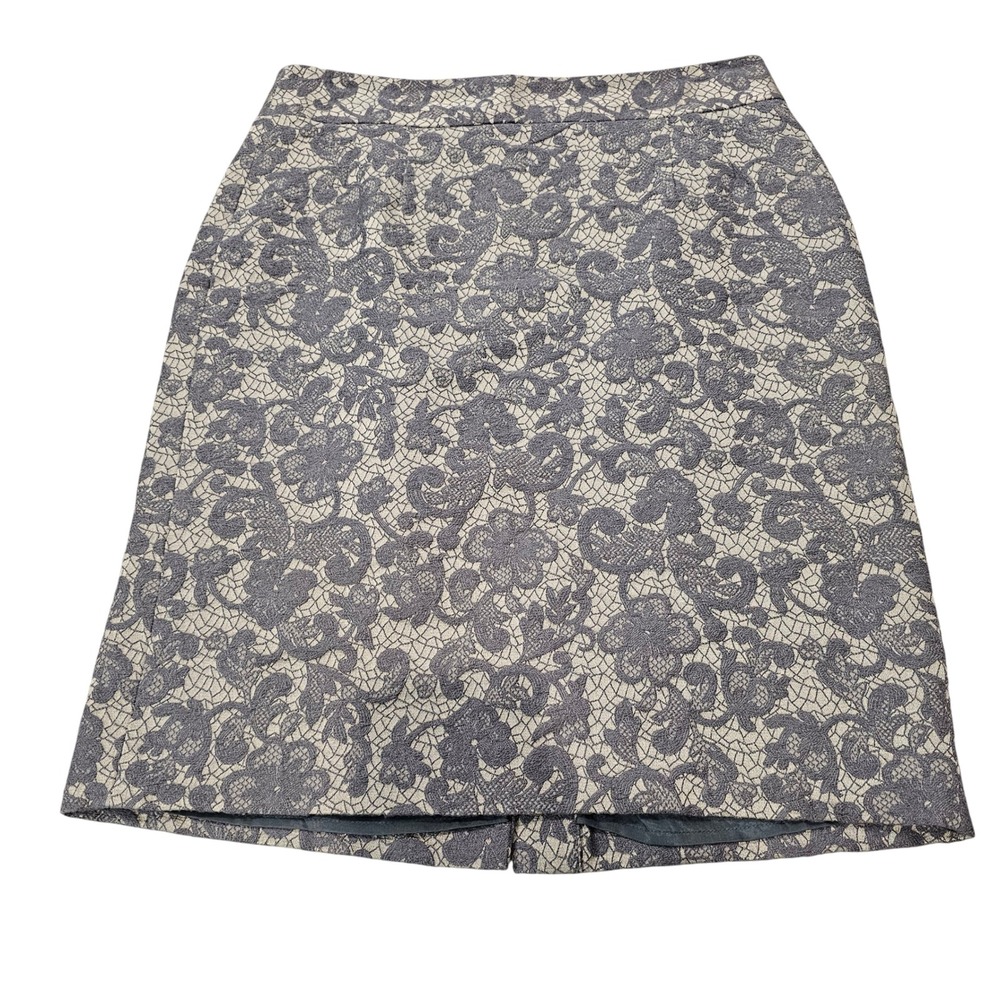 Banana Republic Gray Floral Lace Skirt Size 8